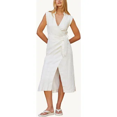 Crescent Wrap Linen Midi Dress