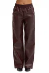 Crescent Zhuri Vegan Leather Pants In Cabernet In Brown