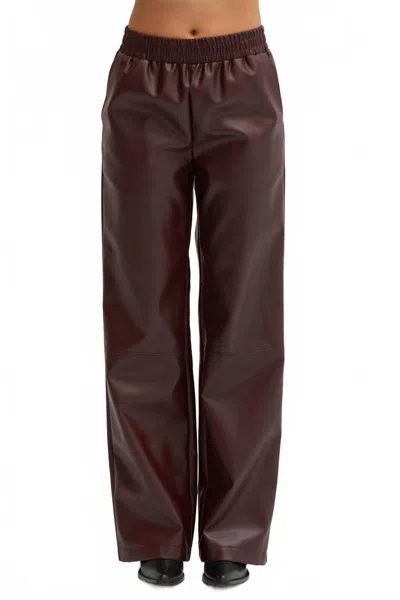 Crescent Zhuri Vegan Leather Pants In Cabernet In Brown