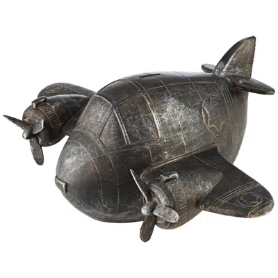 Crestview Collection 12" Wide Bronze Airplane Sculpture Coin Bank