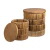 Crestview Collection 2 Piece Round Brown Solid Wood Accent_nesting Tables Set