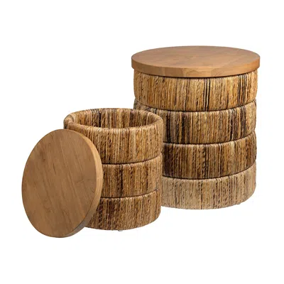 Crestview Collection 2 Piece Round Brown Solid Wood Accent_nesting Tables Set
