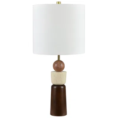 Crestview Collection 26.25" Wood And Stone Table Lamp With Linen Shade In Multi