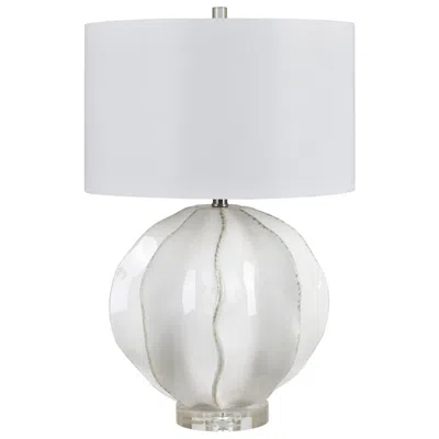 Crestview Collection 27.25" White Ceramic Table Lamp With White Linen Shade