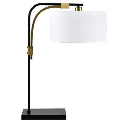 Crestview Collection 27.5" Metal Table Lamp With White Linen Drum Shade In Black