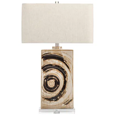 Crestview Collection 30" Ceramic Table Lamp With Crystal Base And Rectangular Linen Oat Shade