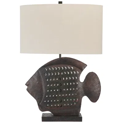 Crestview Collection 30"h Metal Fish Table Lamp With Oat Linen Shade