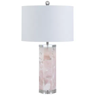 Crestview Collection 30"h Pink Crystal Base Heidi Table Lamp & Nightlight With White Linen Shade