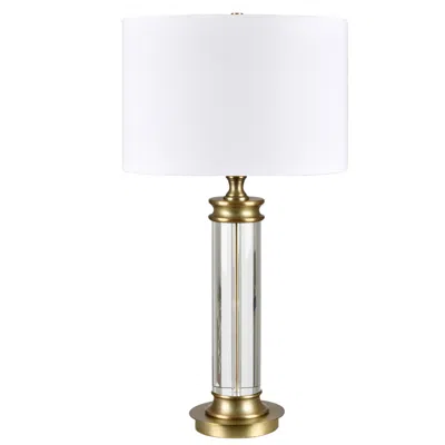 Crestview Collection 31" Crystal And Metal Table Lamp With White Linen Shade