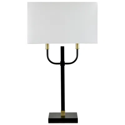 Crestview Collection 32.25" Black And Gold Metal Table Lamp With Linen Shade