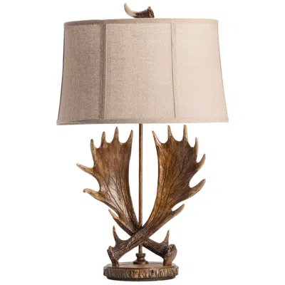 Crestview Collection 32.25"h Faux Antler Table Lamp With Textured Fabric Shade In Brown