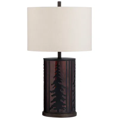 Crestview Collection 32"h Metal Table Lamp With Cream Linen Shade In Brown