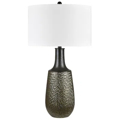 Crestview Collection 33" Ceramic Table Lamp With White Linen Shade In Black