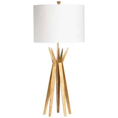 Crestview Collection 36"h Gold Leaf Metal Table Lamp With White Linen Shade
