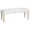 Crestview Collection 46 In. White Upholstered Accent Bench With Cream Solid Wood Frame