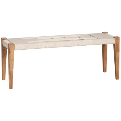 Crestview Collection 48 In. Beige Upholstered Accent Bench With Brown Solid Wood Frame