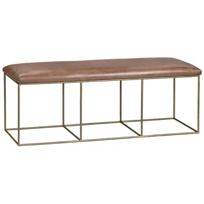 Crestview Collection 49 In. Brown Upholstered Accent Bench With Gold Iron Frame