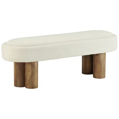 Crestview Collection 50 In. Cream Upholstered Accent Bench With Solid Wood Frame