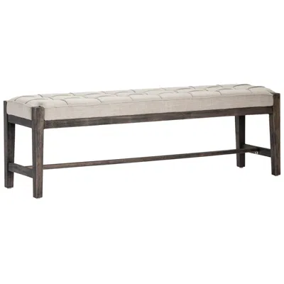 Crestview Collection 56 In. Beige Upholstered Accent Bench With Brown Solid Wood Frame