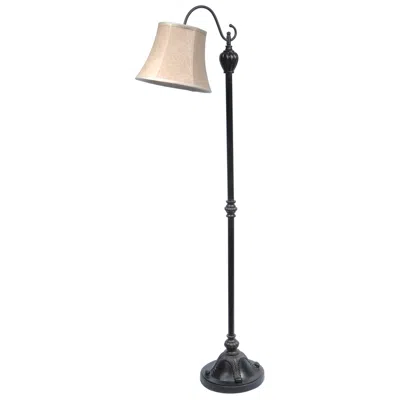 Crestview Collection 56"h Bronzed Metal & Resin Floor Lamp With Faux Suede Shade In Brown