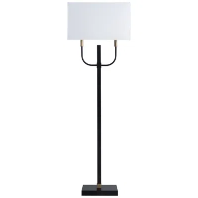 Crestview Collection 59.25" Black And Gold Metal Floor Lamp With Linen Shade