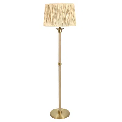 Crestview Collection 61.25" Metal And Rope Floor Lamp With Textured Linen Shade In Gold
