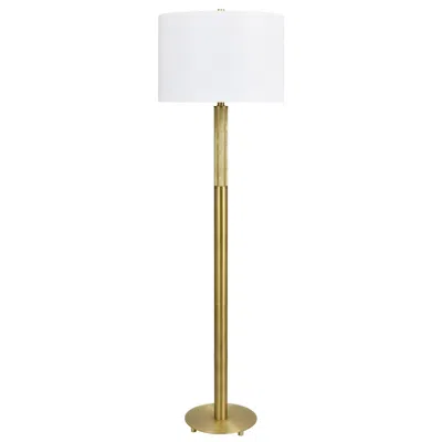 Crestview Collection 62.5" Gold Floor Lamp With White Linen Shade