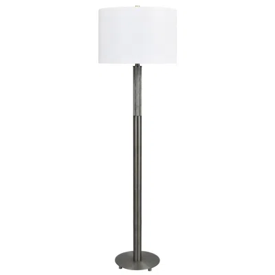 Crestview Collection 62.5" Gunmetal Gray Floor Lamp With White Linen Shade In Black