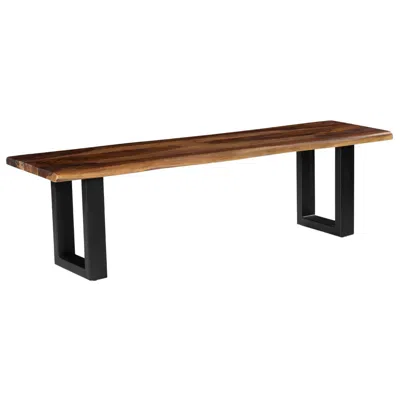 Crestview Collection 64 In. Brown Solid Wood Accent Bench With Metal Frame