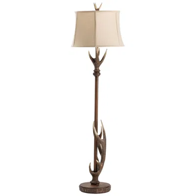 Crestview Collection 66.5" Antler Design Resin Floor Lamp With Linen Shade In Brown