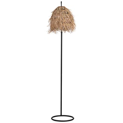 Crestview Collection 68.5"h Matte Metal Floor Lamp With Tan Raffia Shade In Black