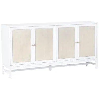 Crestview Collection 72 In. White Solid Wood 4 Door Media Credenza_sideboard