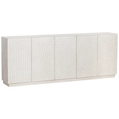 Crestview Collection 90 In. White Solid Wood 5 Door Media Credenza_sideboard