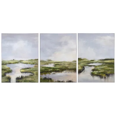 Crestview Collection Aiken Framed Canvas Set Of 3 In Multi