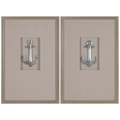 Crestview Collection Anchors Up Framed Wall Art Set Of 2 In Brown