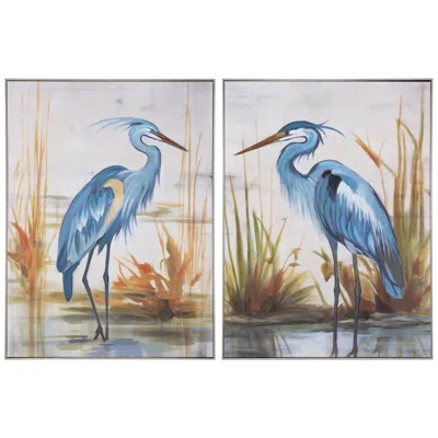 Crestview Collection Aqua Stance Framed Canvas Set Of 2