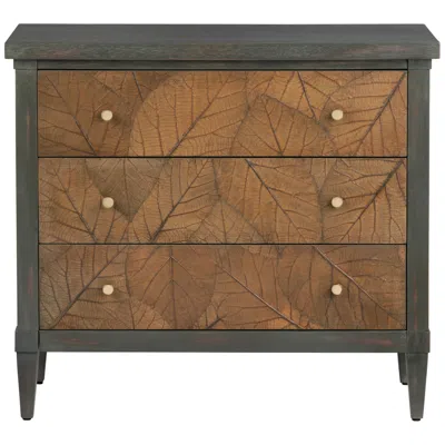 Crestview Collection Arbor 38" Wide Gray-green And Brown Leaf 3-drawer Chest