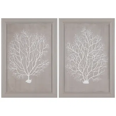 Crestview Collection Beige Corals Framed Canvas Set Of 2