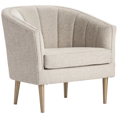 Crestview Collection Beige Upholstered Accent Arm Chair With Gold Iron Frame
