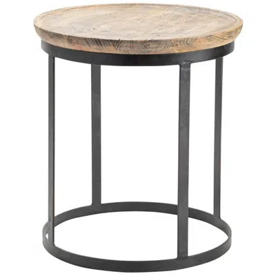 Crestview Collection Bengal Manor 22" Wide Mango Wood And Black Iron Round End Table
