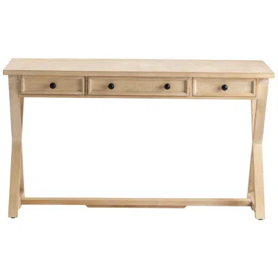 Crestview Collection Bengal Manor 56" Wide White Washed Wood 3-drawer Desk