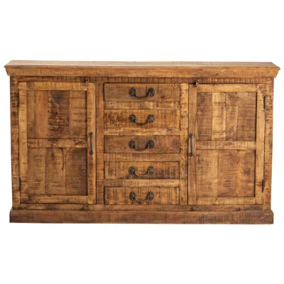 Crestview Collection Bengal Manor 69" Wide Mango Wood 5-drawer Sideboard