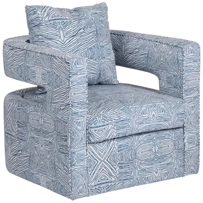 Crestview Collection Blue Upholstered Accent Arm Chair With Black Iron Frame