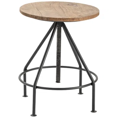 Crestview Collection Brown Adjustable Bar Stool With Black Iron Frame