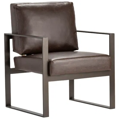 Crestview Collection Brown Upholstered Accent Arm Chair With Black Iron Frame