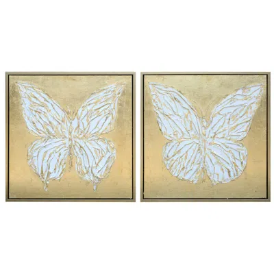 Crestview Collection Butterfly Fly Away 31 1/2" Wide 2-piece Canvas Wall Art Set