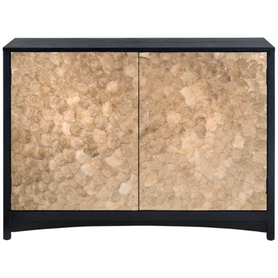 Crestview Collection Cayman 44" Wide Stained Black And Capiz Shell 2-door Cabinet