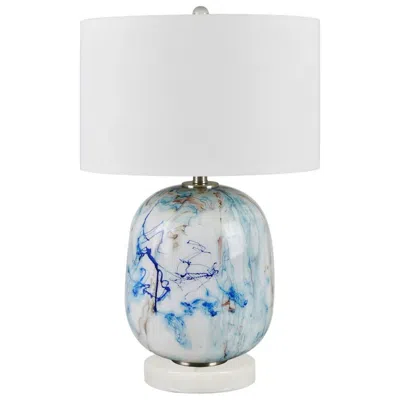 Crestview Collection Channing Blue Dripped Glaze Table Lamp