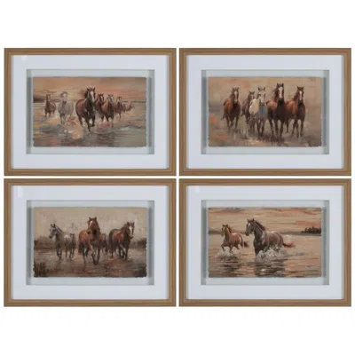 Crestview Collection Charge Framed Wall Art Set Of 4 In Multi