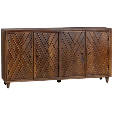Crestview Collection Chippendale 72" Wide Stained Brown Wood 4-door Sideboard